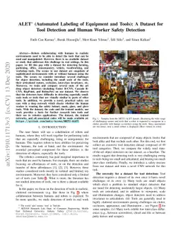 ALET (Automated Labeling of Equipment and Tools): A Dataset, a Baseline
  and a Usecase for Tool Detection in the Wild