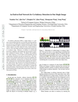 An End-to-End Network for Co-Saliency Detection in One Single Image