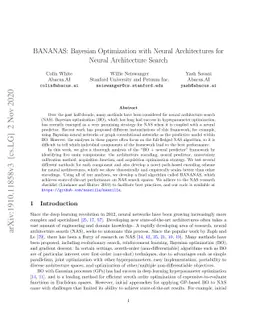 BANANAS: Bayesian Optimization with Neural Architectures for Neural
  Architecture Search