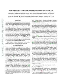 Unsupervised Feature Enhancement for speaker verification