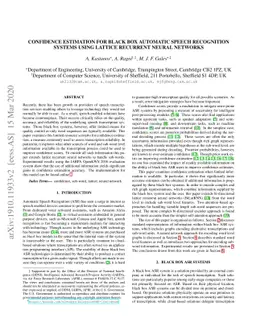 Confidence Estimation for Black Box Automatic Speech Recognition Systems
  Using Lattice Recurrent Neural Networks