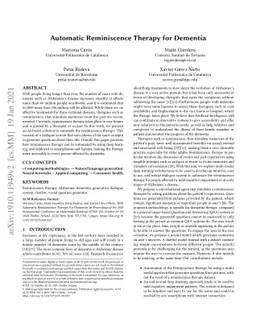 Automatic Reminiscence Therapy for Dementia