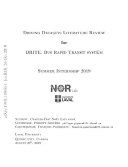Driving Datasets Literature Review