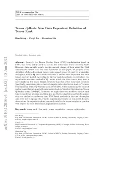 Tensor Q-Rank: New Data Dependent Definition of Tensor Rank