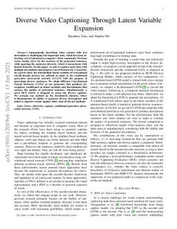 Diverse Video Captioning Through Latent Variable Expansion