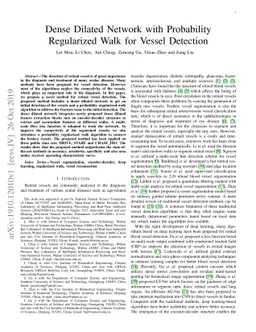 Dense Dilated Network with Probability Regularized Walk for Vessel
  Detection