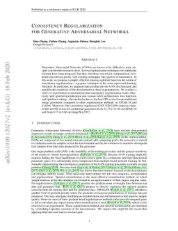 Consistency Regularization for Generative Adversarial Networks