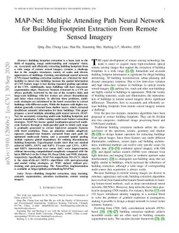 MAP-Net: Multi Attending Path Neural Network for Building Footprint
  Extraction from Remote Sensed Imagery
