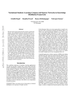 Variational Student: Learning Compact and Sparser Networks in Knowledge
  Distillation Framework