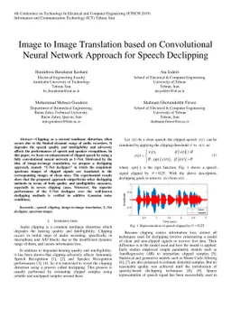 Image to Image Translation based on Convolutional Neural Network
  Approach for Speech Declipping