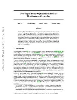 Convergent Policy Optimization for Safe Reinforcement Learning