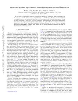 Variational Quantum Algorithms for Dimensionality Reduction and
  Classification
