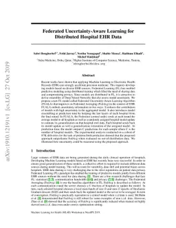 Federated Uncertainty-Aware Learning for Distributed Hospital EHR Data