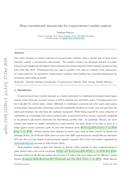 Deep convolutional autoencoder for cryptocurrency market analysis