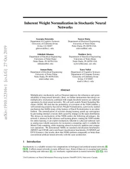Inherent Weight Normalization in Stochastic Neural Networks
