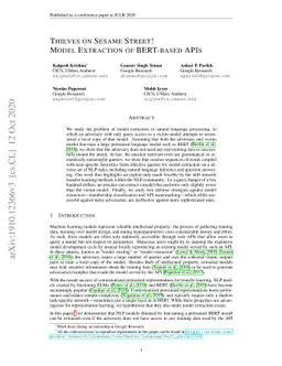 Thieves on Sesame Street! Model Extraction of BERT-based APIs