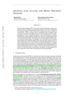 Adaptive Loss Scaling for Mixed Precision Training