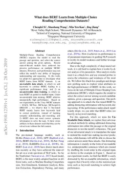 What does BERT Learn from Multiple-Choice Reading Comprehension
  Datasets?