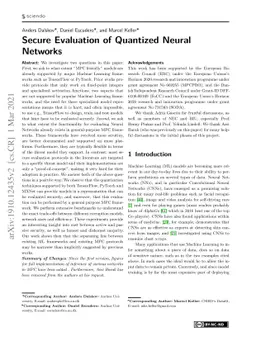 Secure Evaluation of Quantized Neural Networks
