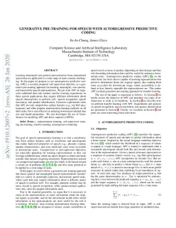 Generative Pre-Training for Speech with Autoregressive Predictive Coding
