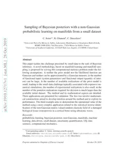 Sampling of Bayesian posteriors with a non-Gaussian probabilistic
  learning on manifolds from a small dataset
