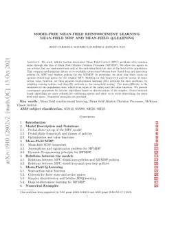 Model-Free Mean-Field Reinforcement Learning: Mean-Field MDP and
  Mean-Field Q-Learning