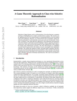 A Game Theoretic Approach to Class-wise Selective Rationalization