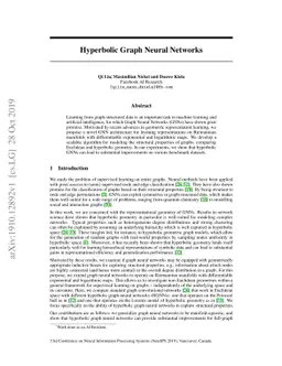Hyperbolic Graph Neural Networks