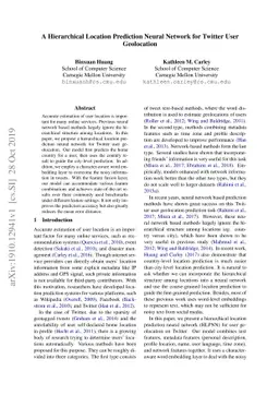 A Hierarchical Location Prediction Neural Network for Twitter User
  Geolocation