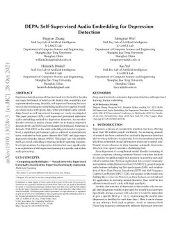 DEPA: Self-Supervised Audio Embedding for Depression Detection