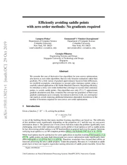 Efficiently avoiding saddle points with zero order methods: No gradients
  required