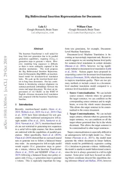 Big Bidirectional Insertion Representations for Documents