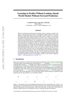 Learning to Predict Without Looking Ahead: World Models Without Forward
  Prediction