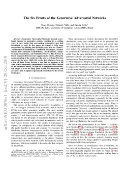 The Six Fronts of the Generative Adversarial Networks