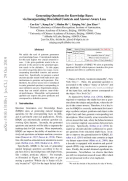 Generating Questions for Knowledge Bases via Incorporating Diversified
  Contexts and Answer-Aware Loss