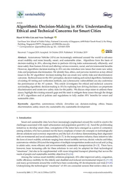 Algorithmic decision-making in AVs: Understanding ethical and technical
  concerns for smart cities