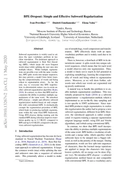BPE-Dropout: Simple and Effective Subword Regularization