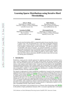 Learning Sparse Distributions using Iterative Hard Thresholding
