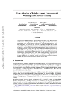 Generalization of Reinforcement Learners with Working and Episodic
  Memory