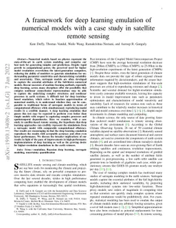 A framework for deep learning emulation of numerical models with a case
  study in satellite remote sensing