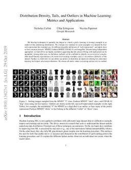 Distribution Density, Tails, and Outliers in Machine Learning: Metrics
  and Applications