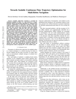 Towards Scalable Continuous-Time Trajectory Optimization for Multi-Robot
  Navigation