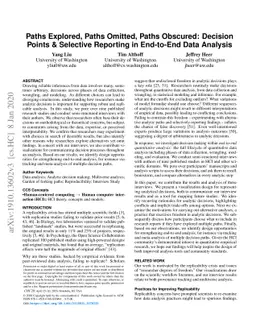 Paths Explored, Paths Omitted, Paths Obscured: Decision Points &
  Selective Reporting in End-to-End Data Analysis