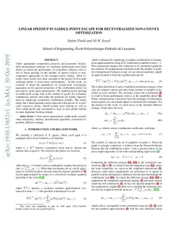 Linear Speedup in Saddle-Point Escape for Decentralized Non-Convex
  Optimization