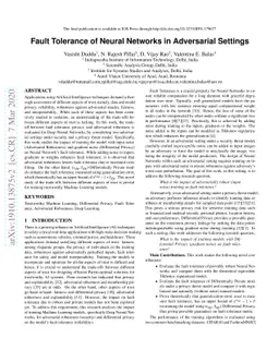 Fault Tolerance of Neural Networks in Adversarial Settings