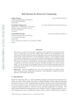 Risk bounds for reservoir computing