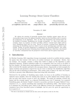 Learning Strategy-Aware Linear Classifiers