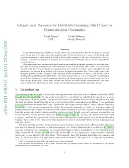 Interaction is necessary for distributed learning with privacy or
  communication constraints