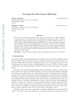 Learning The Best Expert Efficiently