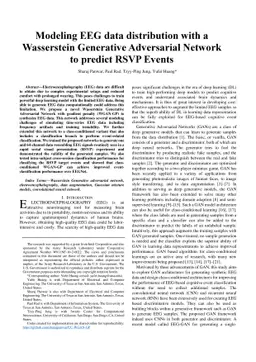 Modeling EEG data distribution with a Wasserstein Generative Adversarial
  Network to predict RSVP Events